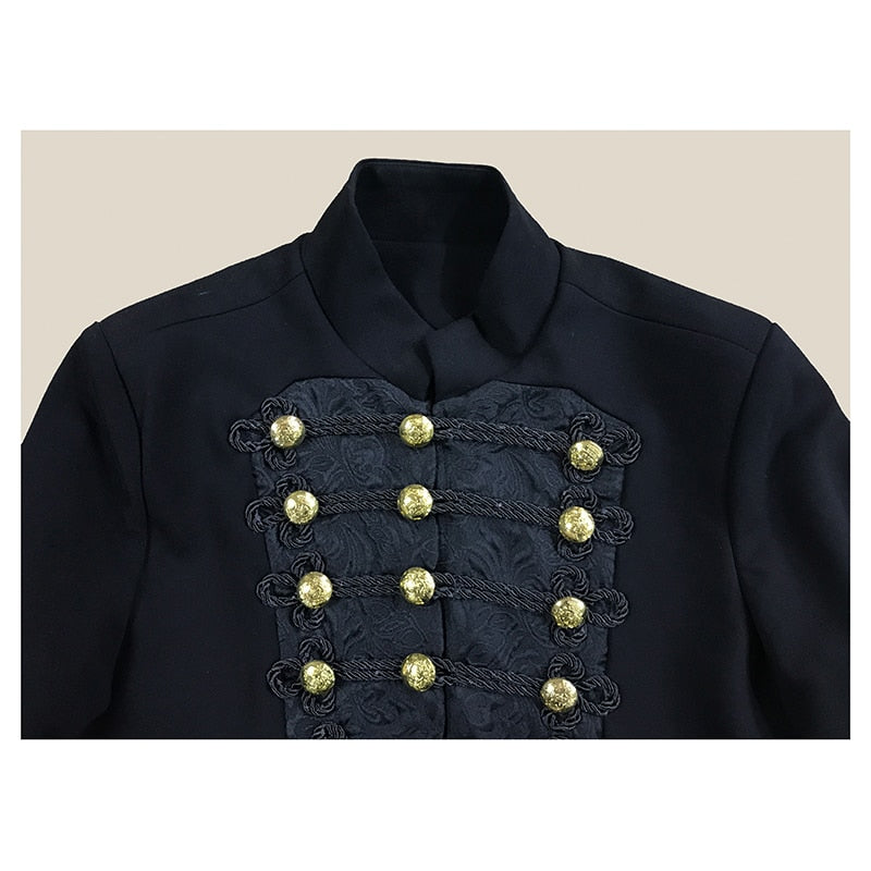 Black with Gold Royal Button Style Men Costume Blazer - FanFreakz