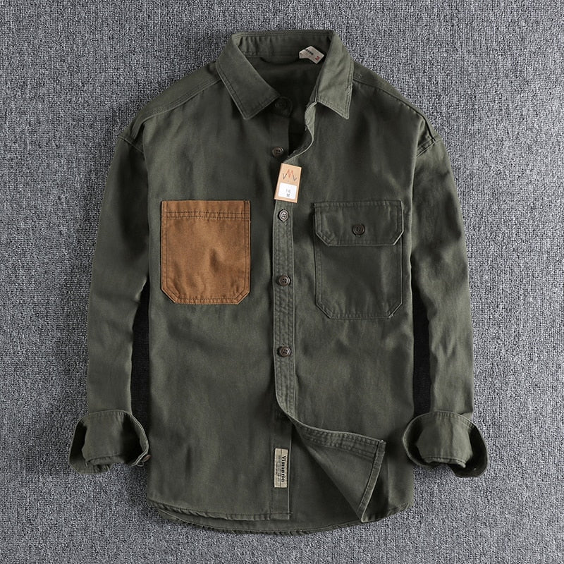 Sleeve Patch Cotton Shirt