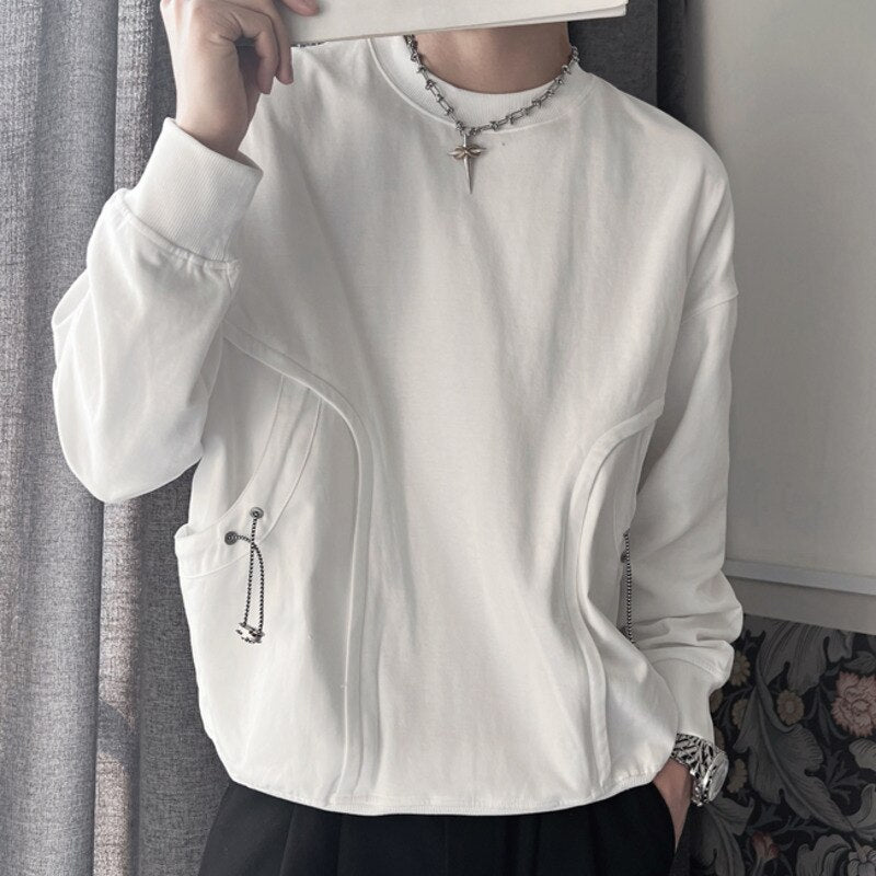 Scrunch Pocket Solid Pullover Sweater