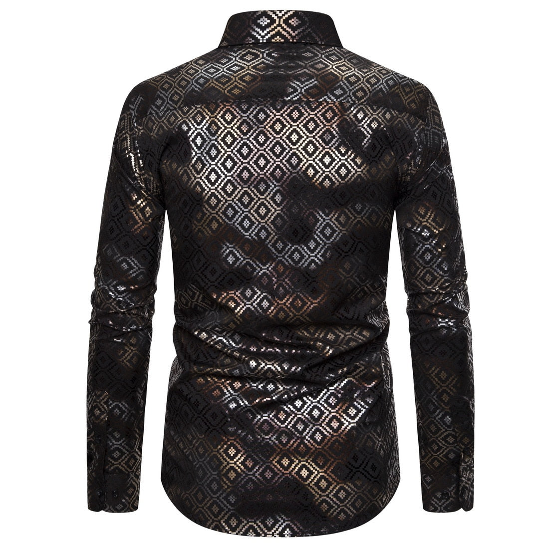 Black Gold Diamond Stamping Printed Long Sleeve Shirt