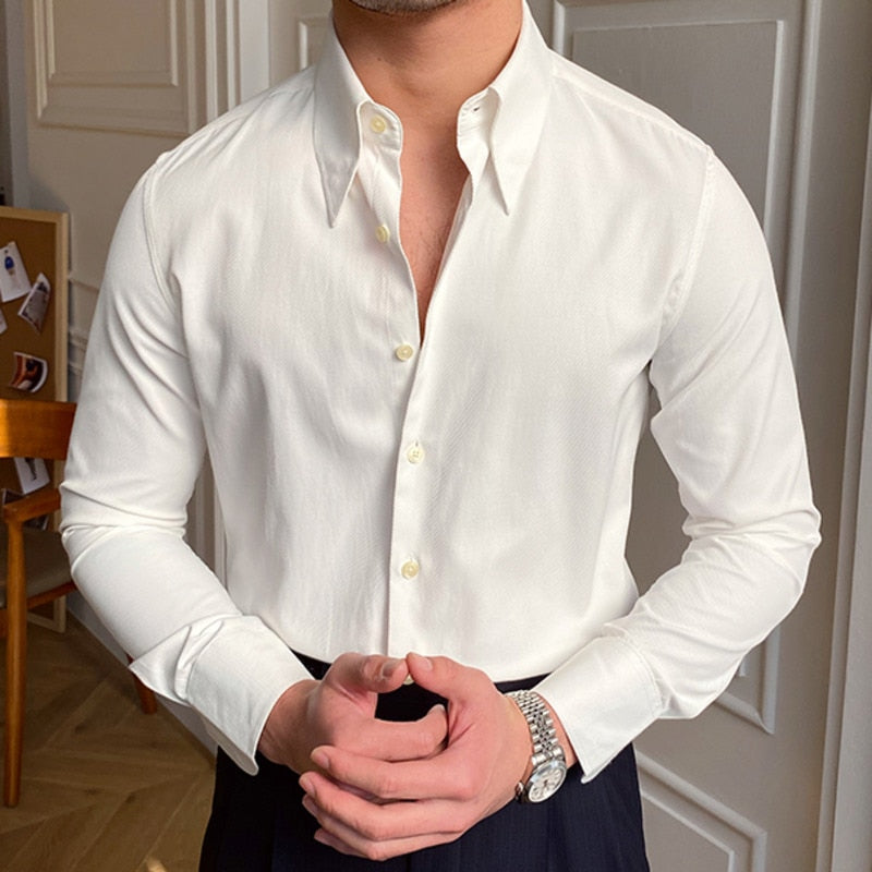 Solid White Long Sleeve Spandex Shirt