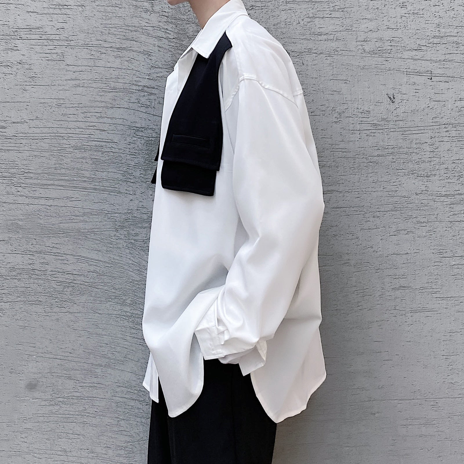 Contrast Color Oversized Long Sleeve Shirt