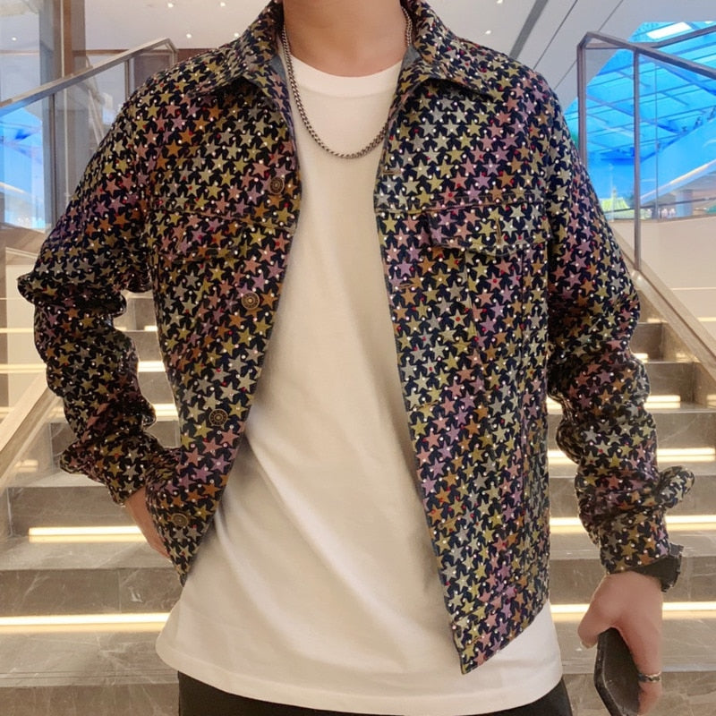 Star Printed Retro Street Jacket