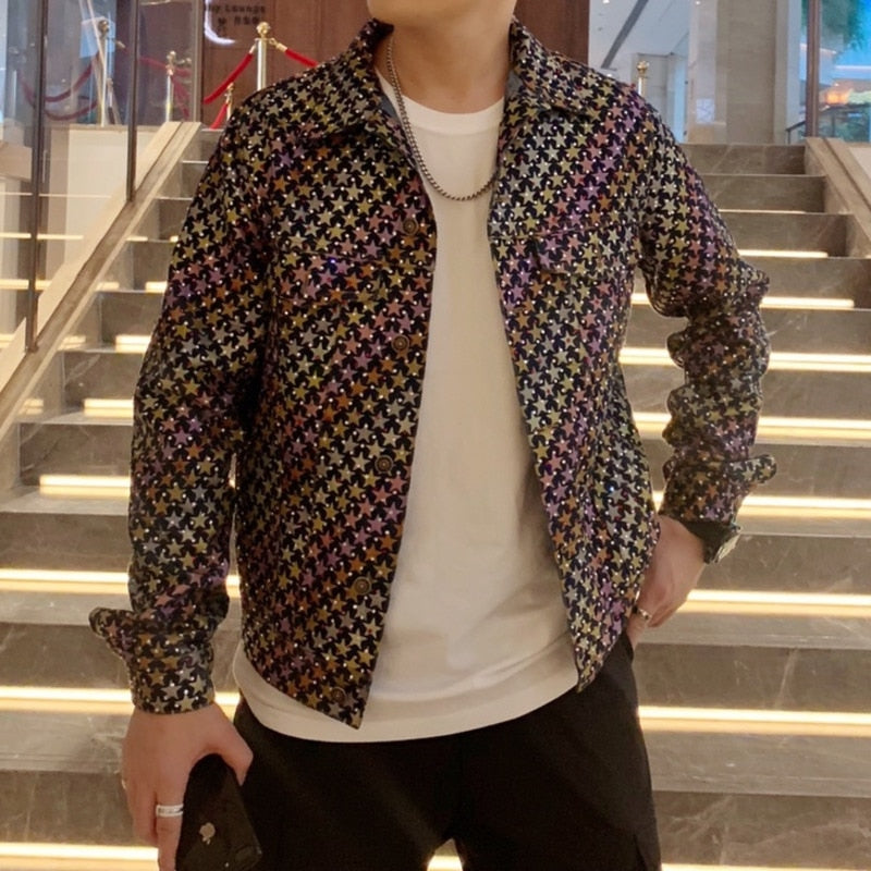 Star Printed Retro Street Jacket