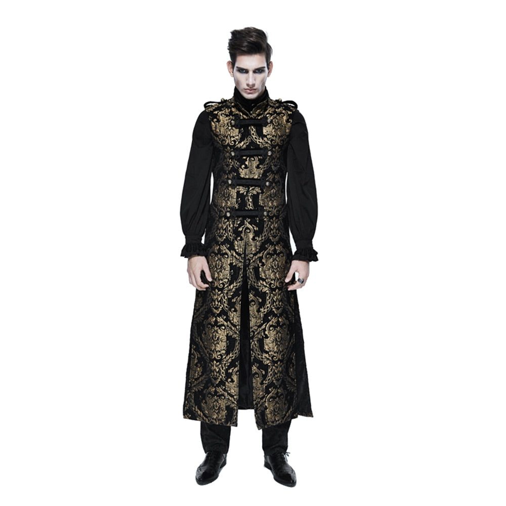 Gothic Victorian Sleeveless Long Vest Men Outerwear