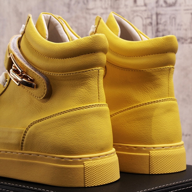 High Top Metal Hook And Loop Decoration Men Sneakers