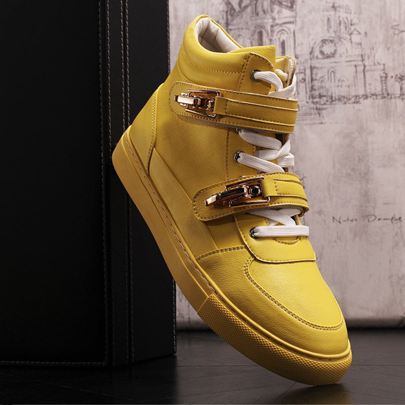 High Top Metal Hook And Loop Decoration Men Sneakers