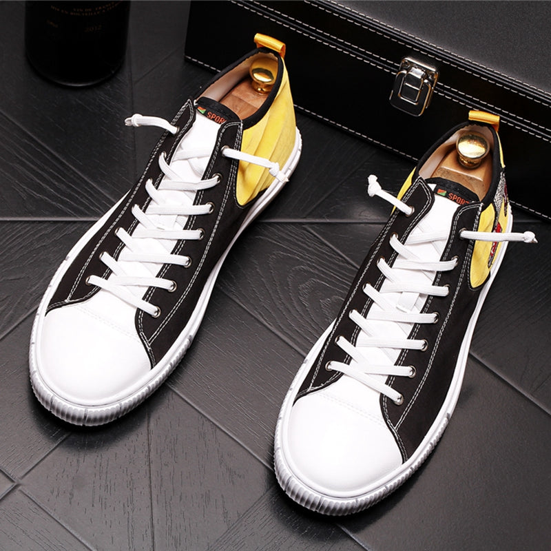 Cotton Fabric Casual Lace Up with Embroidery Detail Men Sneaker