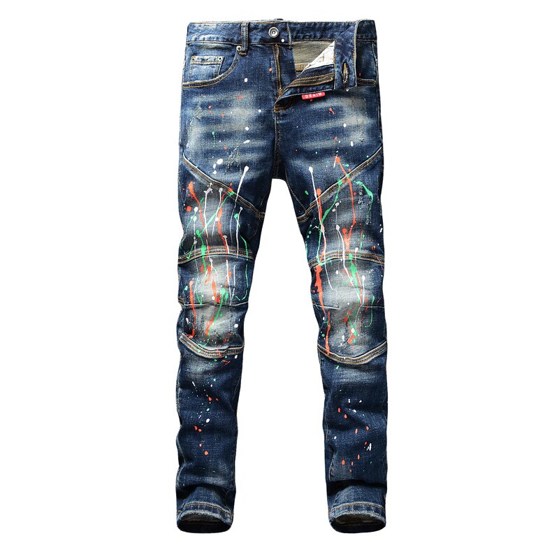 Spliced Colorful Denim Men Jeans