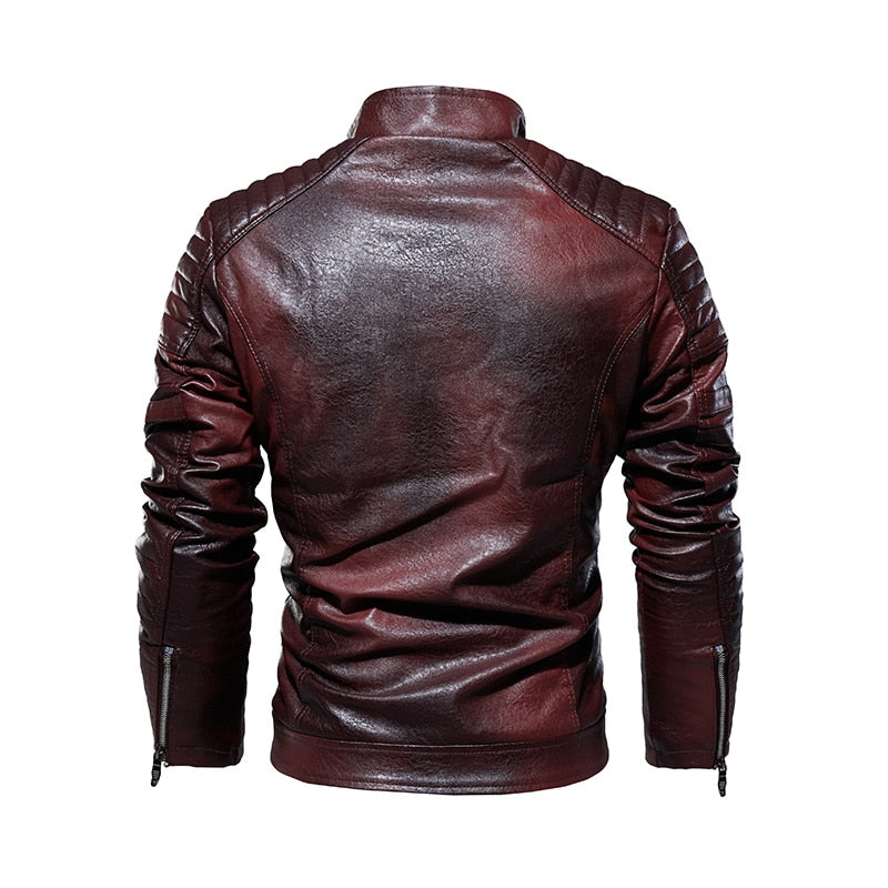 Rider Style PU Leather Two Zipper Pocket Jacket