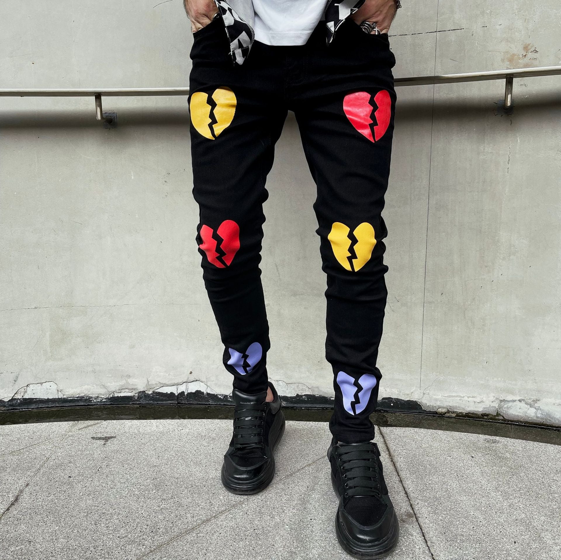 Street Heartbreak Printed Painted Jeans