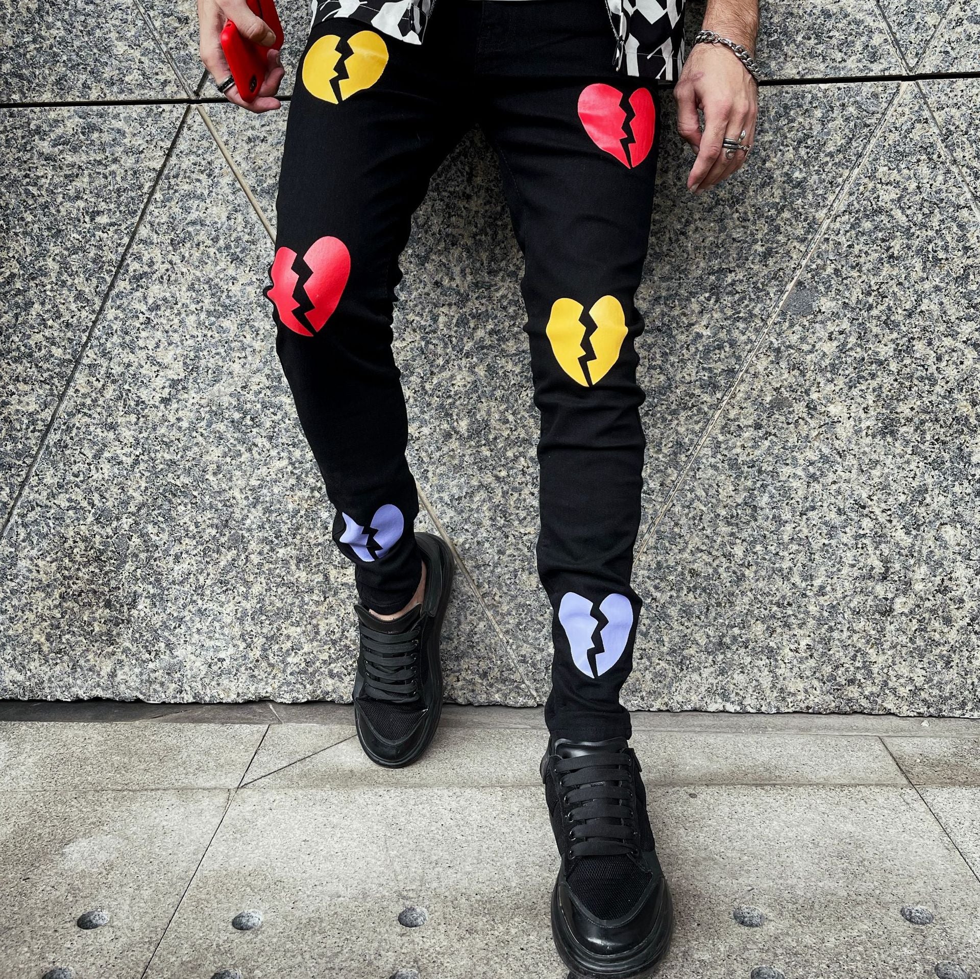 Street Heartbreak Printed Painted Jeans