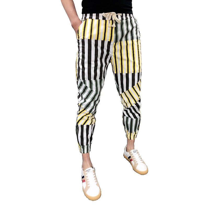 Mix Colors Stripes Streetwear Style Men Pants