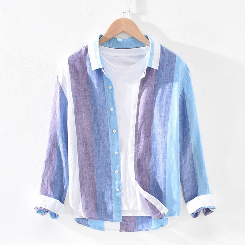 Multi-Color Big Stripe Style Long-Sleeved Shirt