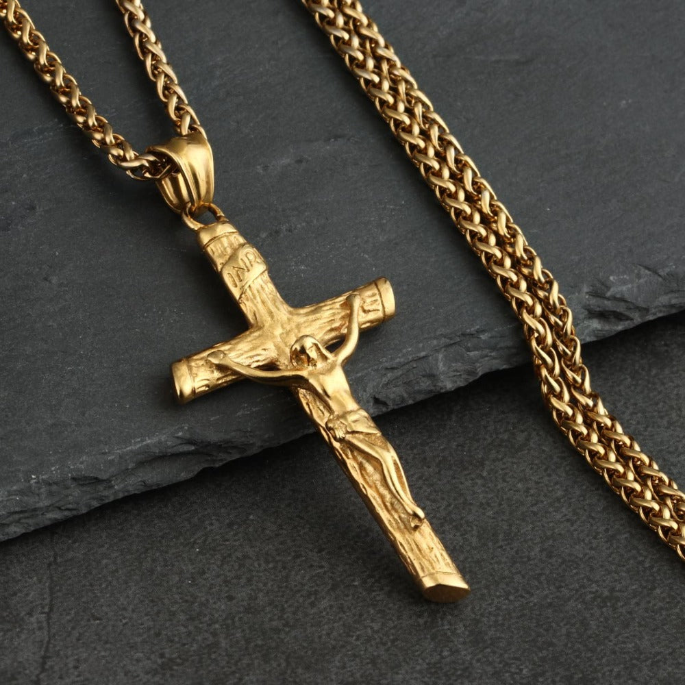 Stylish Stainless Steel Link Chain Christian Cross Design Men Necklaces