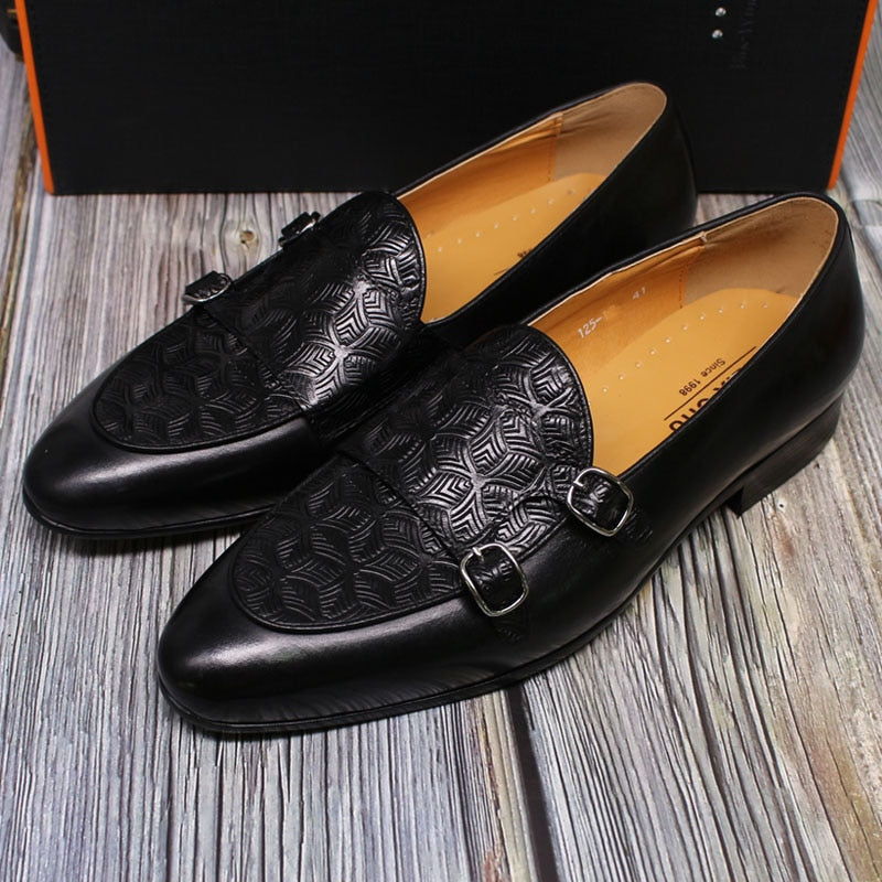 Black Leather Monk Shoes