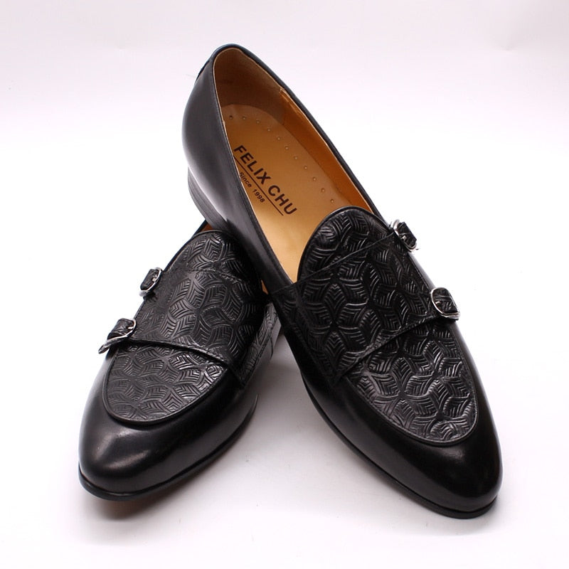 Black Leather Monk Shoes