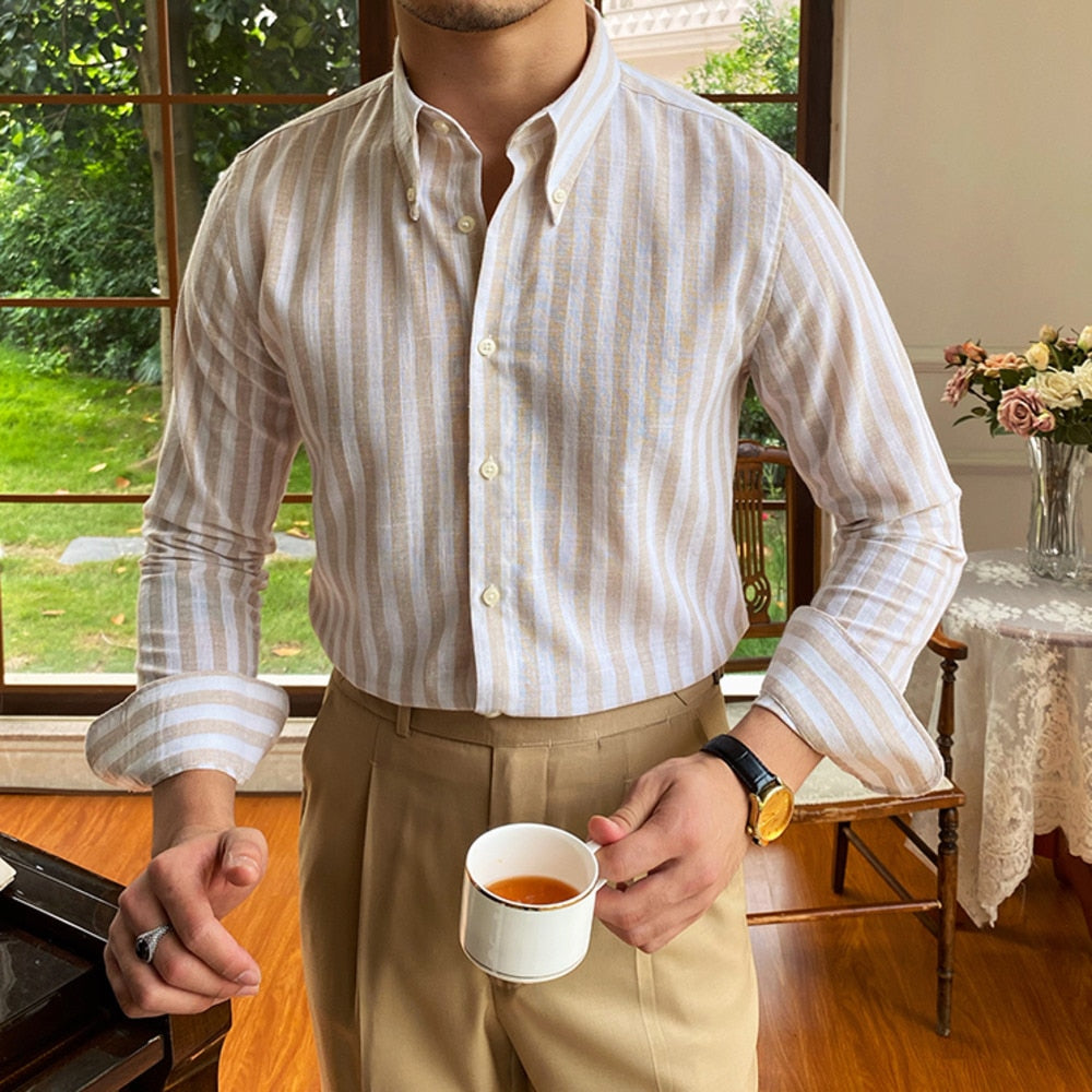 Summer Blue White Vertical Stripes Shirt