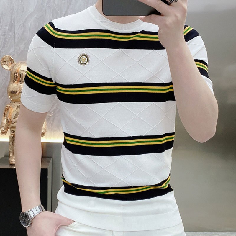 Stripes with O-Neck Design T-Shirt