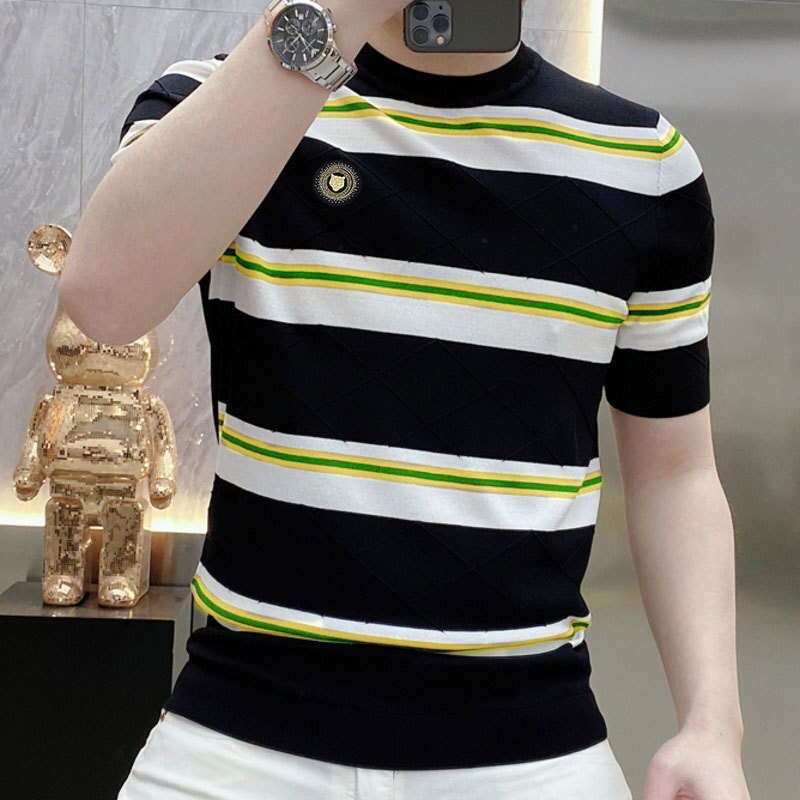 Stripes with O-Neck Design T-Shirt