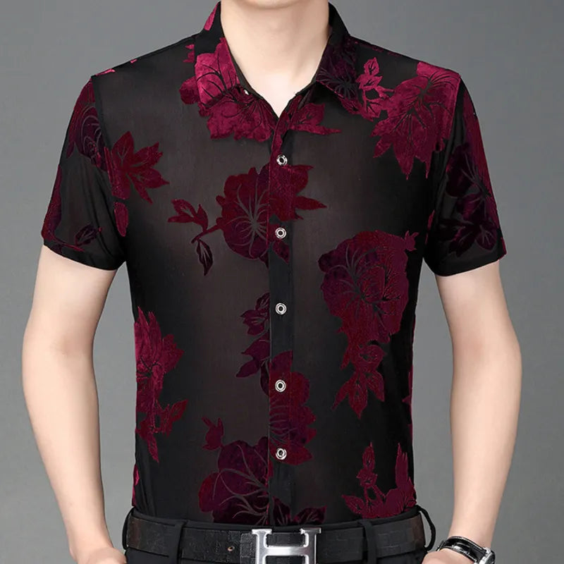 Floral See Through Short Sleeve Shirt