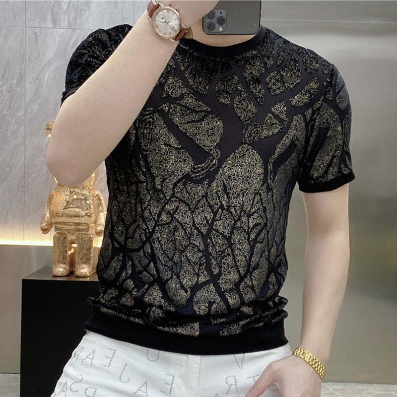 Gold Glitter Shadow Flower T-Shirt