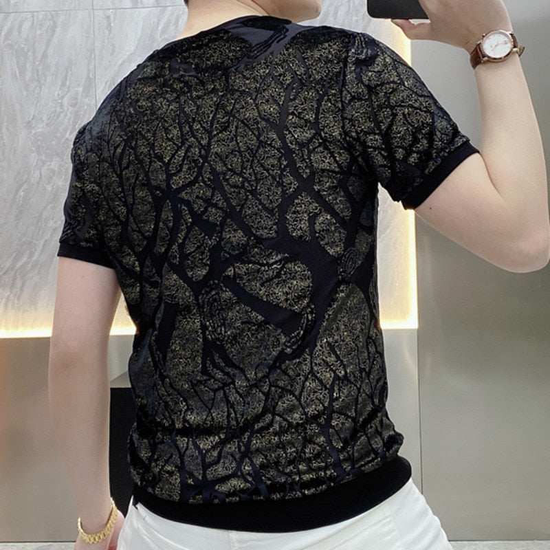 Gold Glitter Shadow Flower T-Shirt