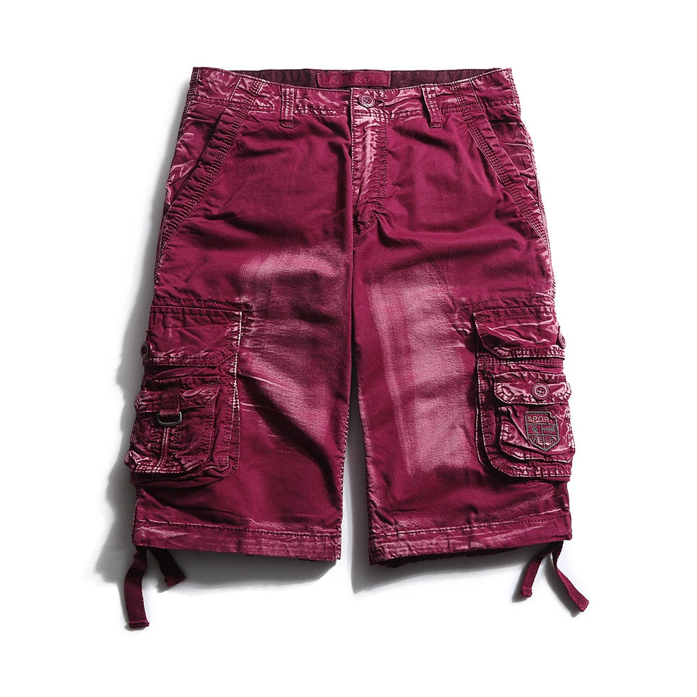 Abstract Faded Style Cargo Jeans Shorts