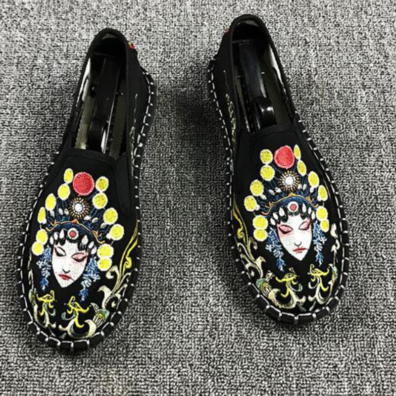 Canvas Vintage Mix Chinese Traditional Style Men Slip On Shoes - FanFreakz