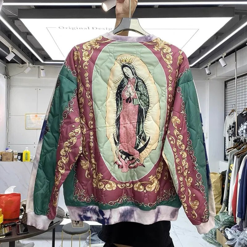 Tie Dyed Patchwork Ave Maria Pattern Sweater