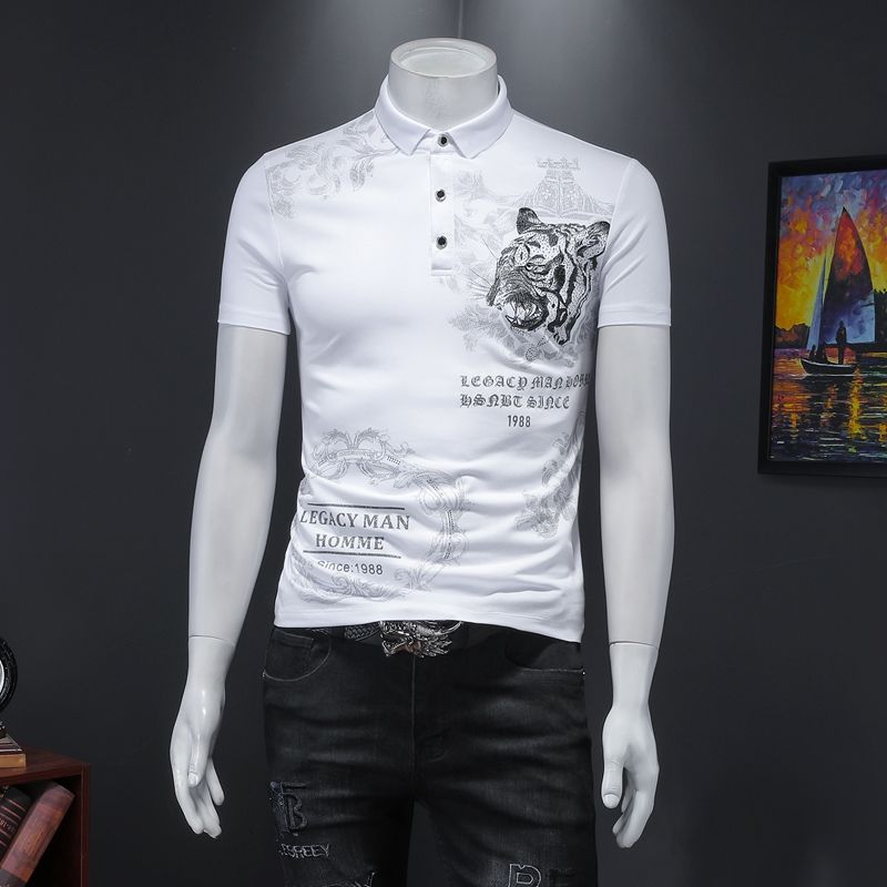 Tiger Head Drilling Style Polo Shirt