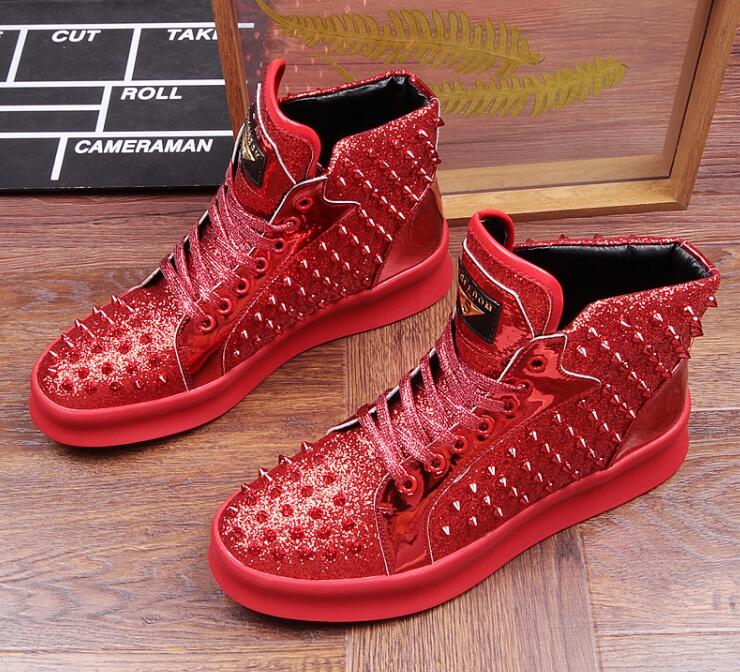 High Top British Style Rivet Shoes Men Casual Sneaker