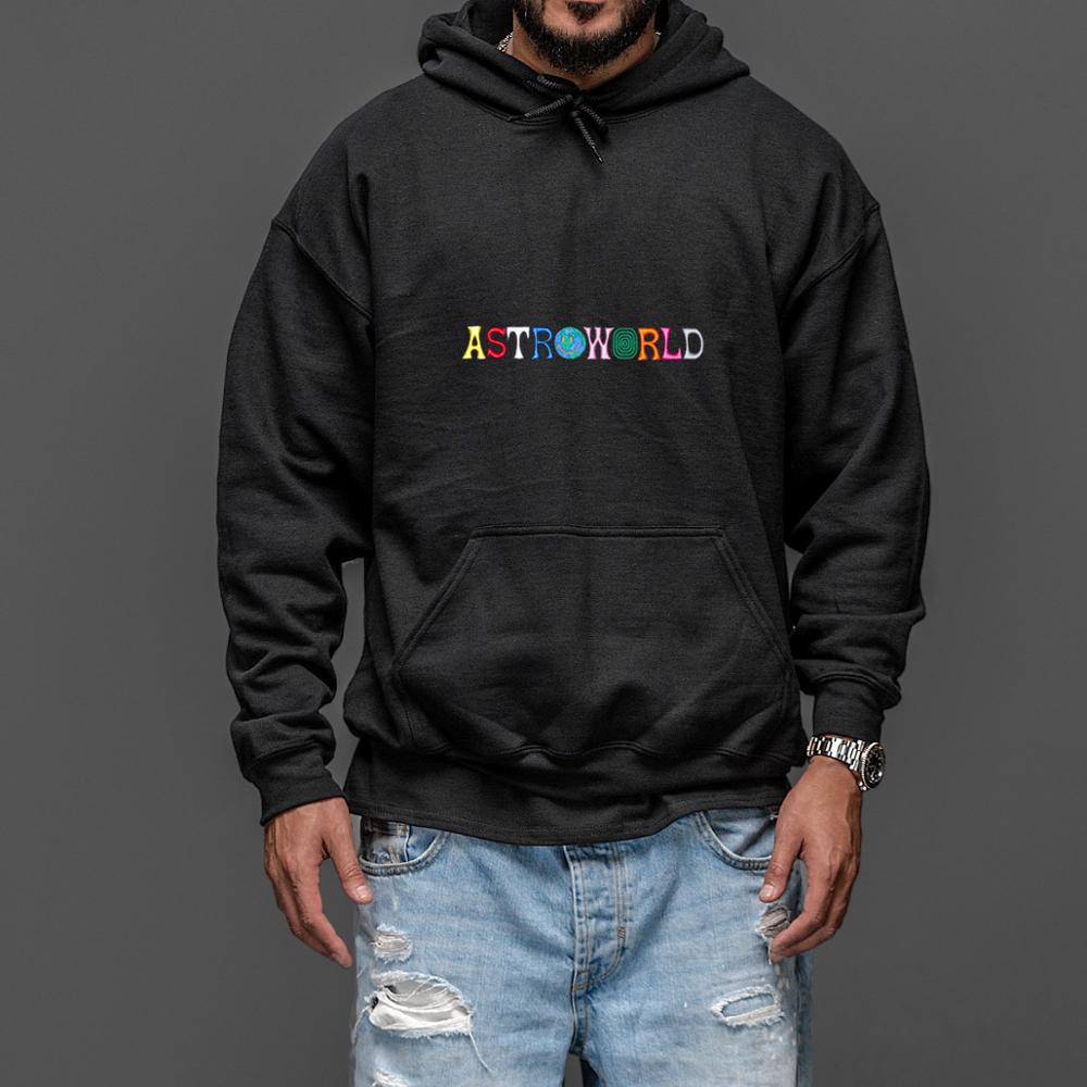 Astroworld Rainbow Embroidery Men Pocket Hooded Sweater