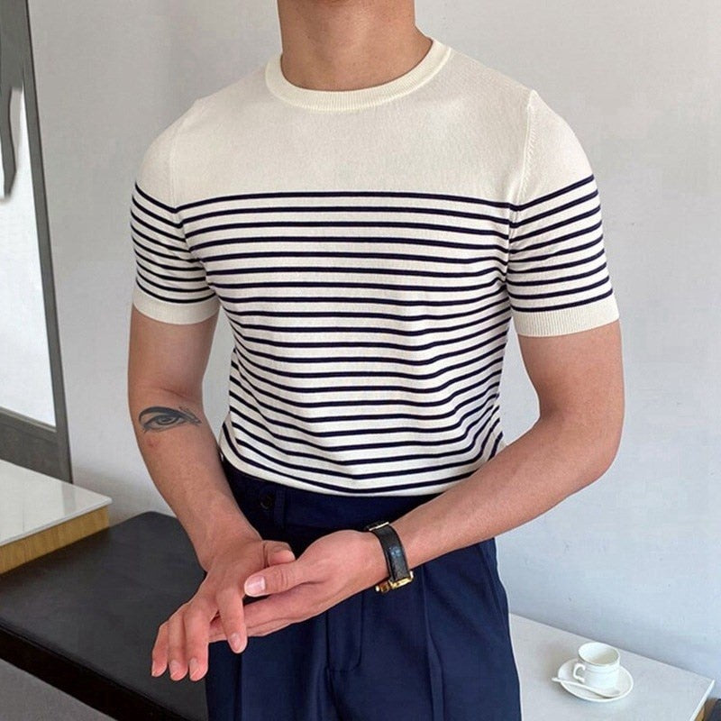 Stripe Cotton Short Sleeve T-Shirt