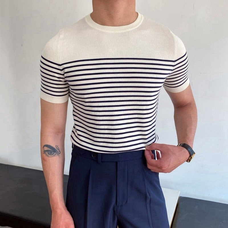 Stripe Cotton Short Sleeve T-Shirt