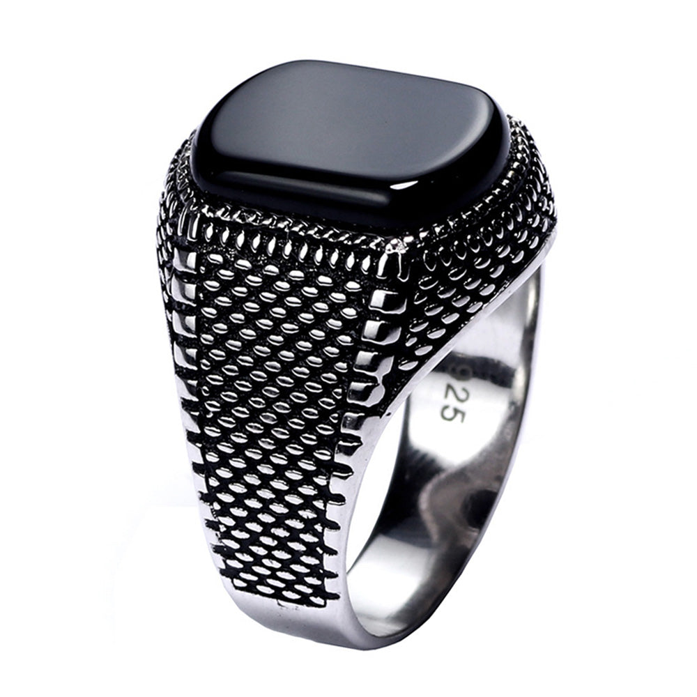 Cool Black Ring Light Sterling Silver Men Fashion Rings