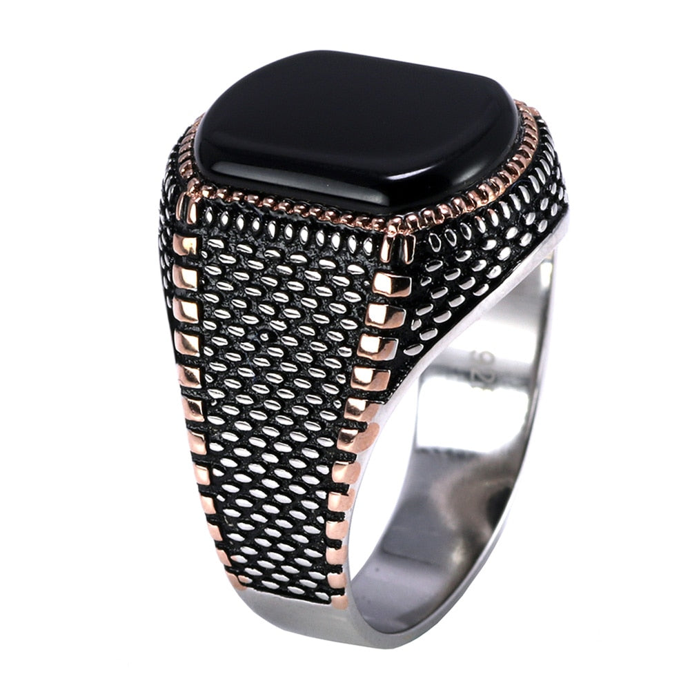 Cool Black Ring Light Sterling Silver Men Fashion Rings