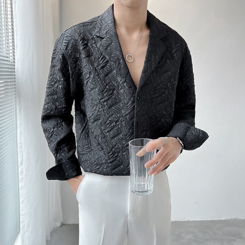 Notch Lapel Loose Long Sleeve Shirt