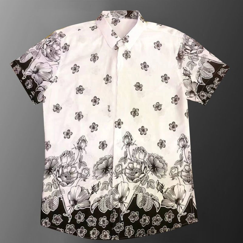 Long Sleeve Vintage Contrast Printed Shirt