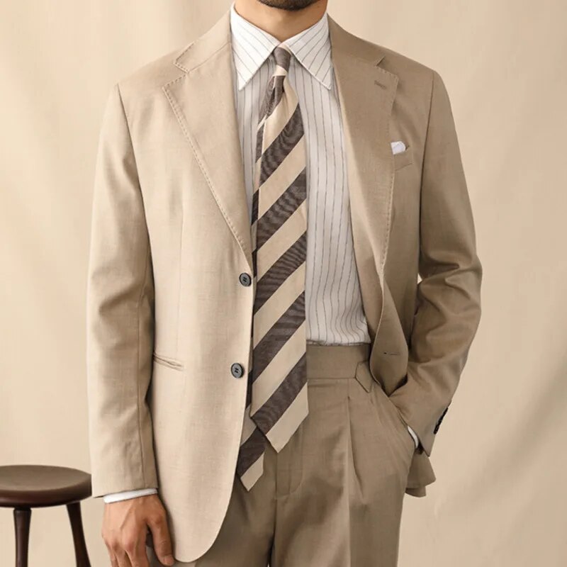 Vintage Khaki Color Single Breasted Suit