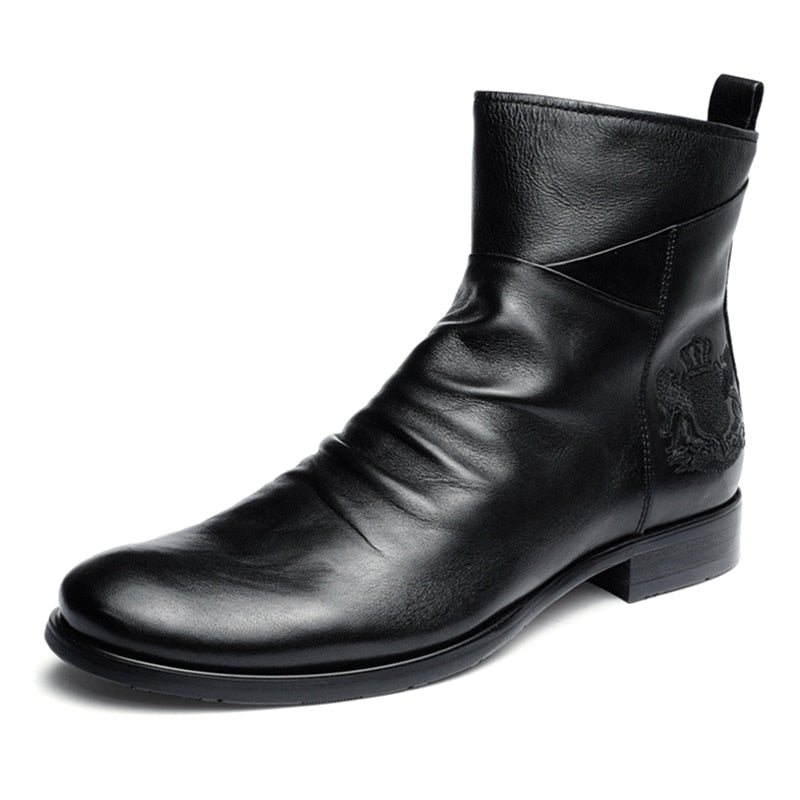 Embossed Style Zipped Chelsea Boots