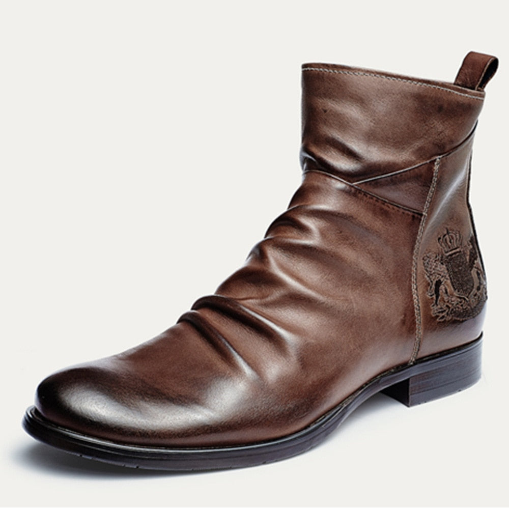 Embossed Style Zipped Chelsea Boots