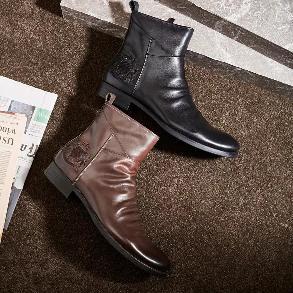Embossed Style Zipped Chelsea Boots