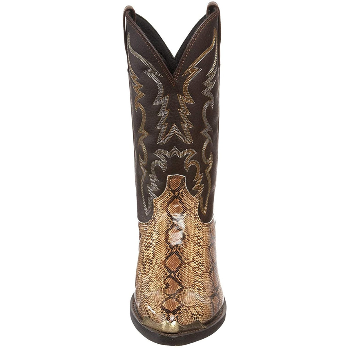 Embroidered Snake Printed Mid-Calf Boots