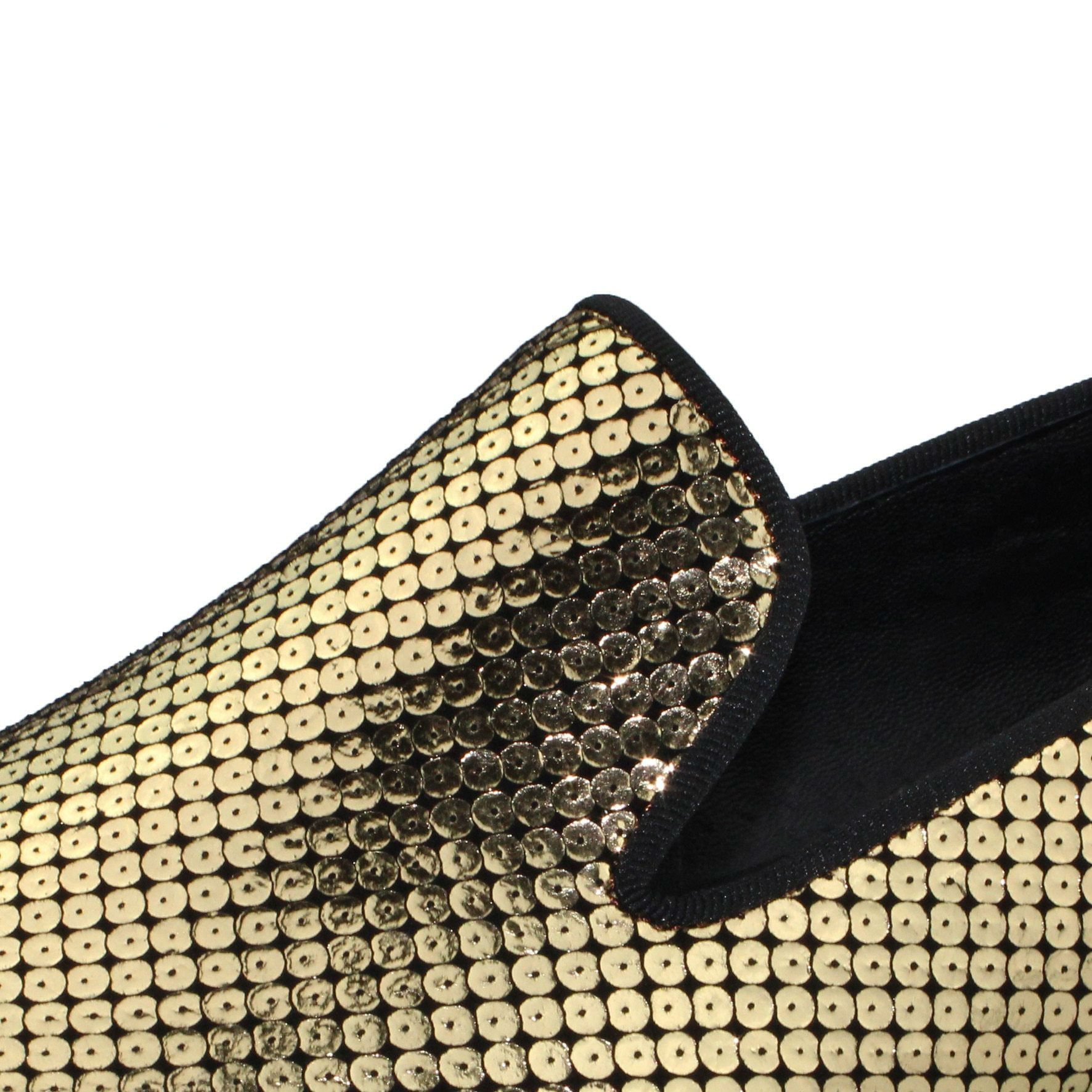 Gold Sequin Pattern Men Loafer Shoes