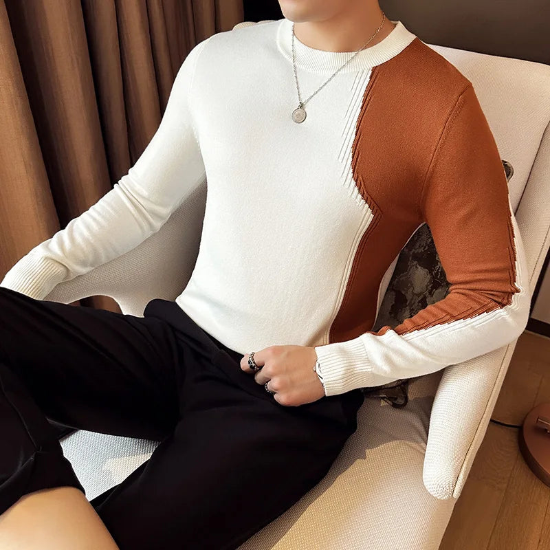 Patchwork Color Long Sleeve Sweater