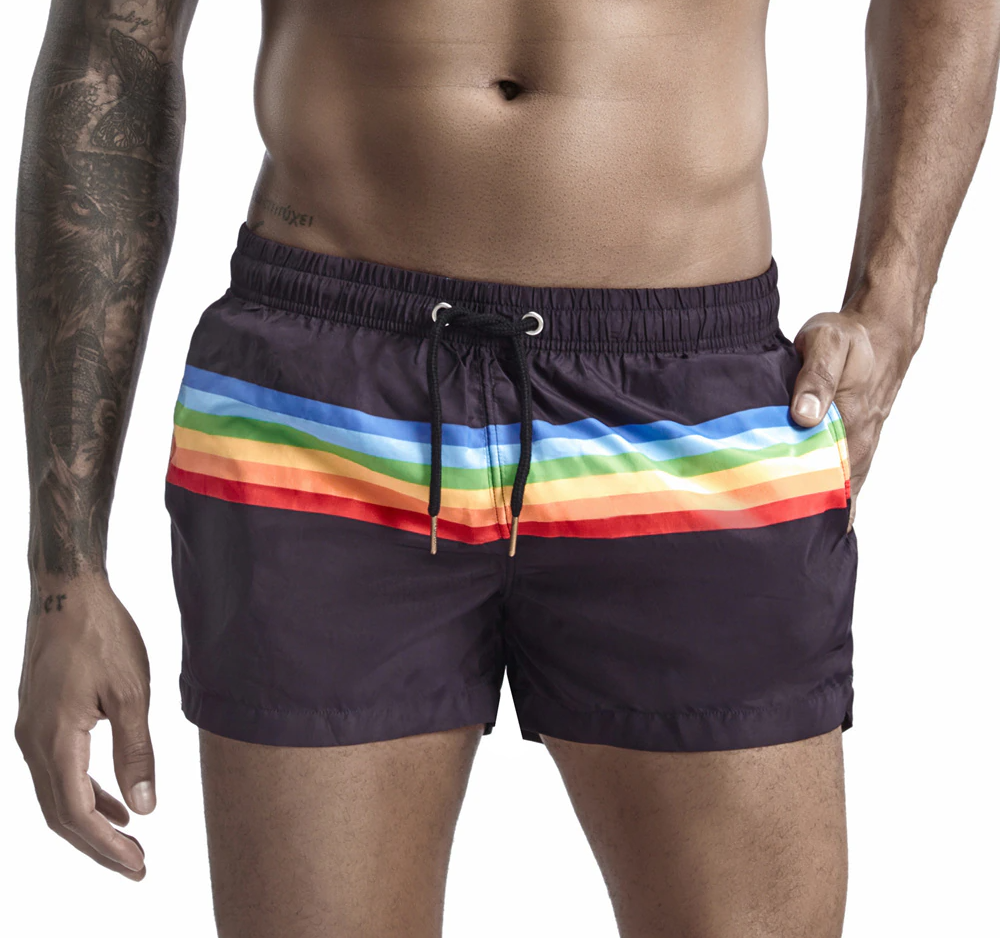 Rainbow Stripe Decorated Sporty Shorts