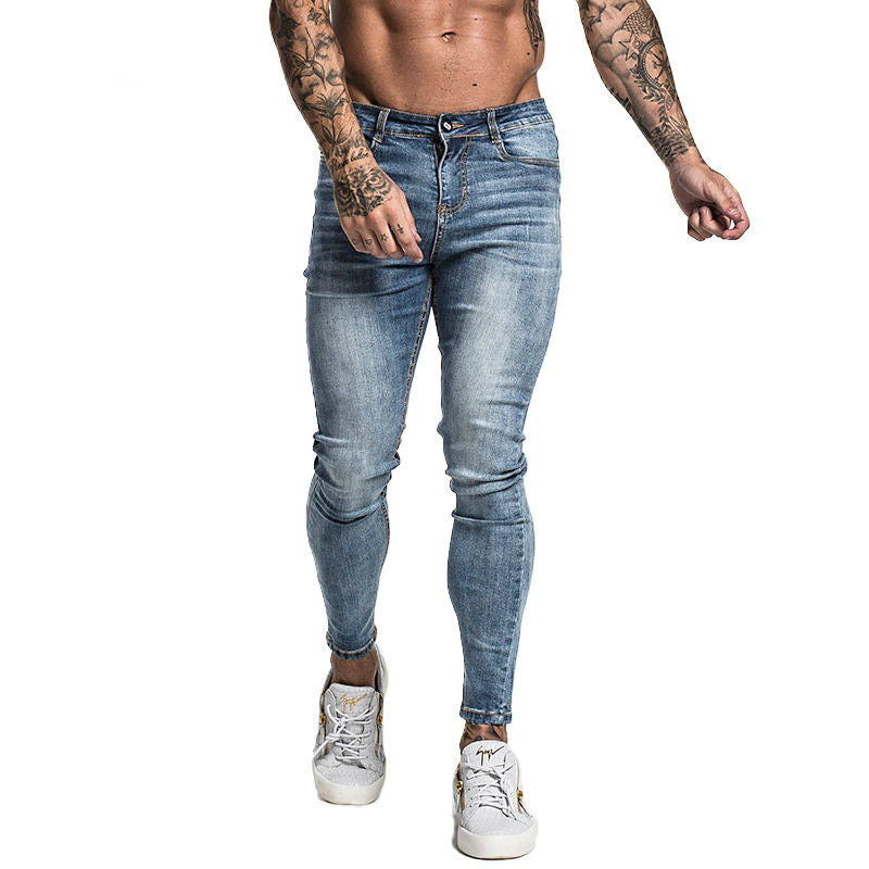 Faded Blue Classic Men Pencil Jeans