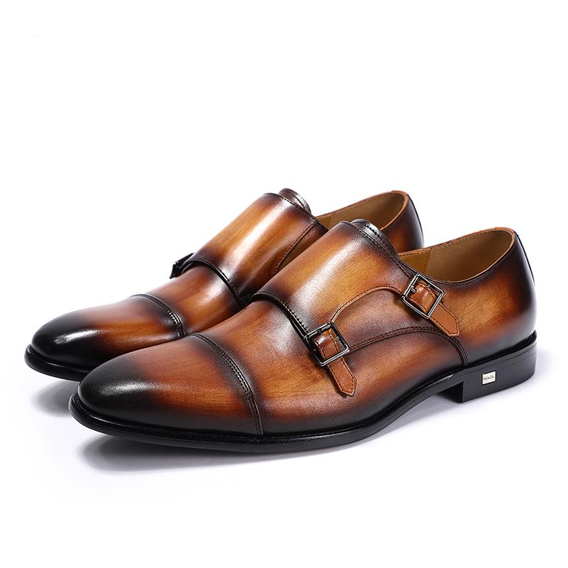 Classic Hand Painted Double Monk Strap Men Shoes - FanFreakz