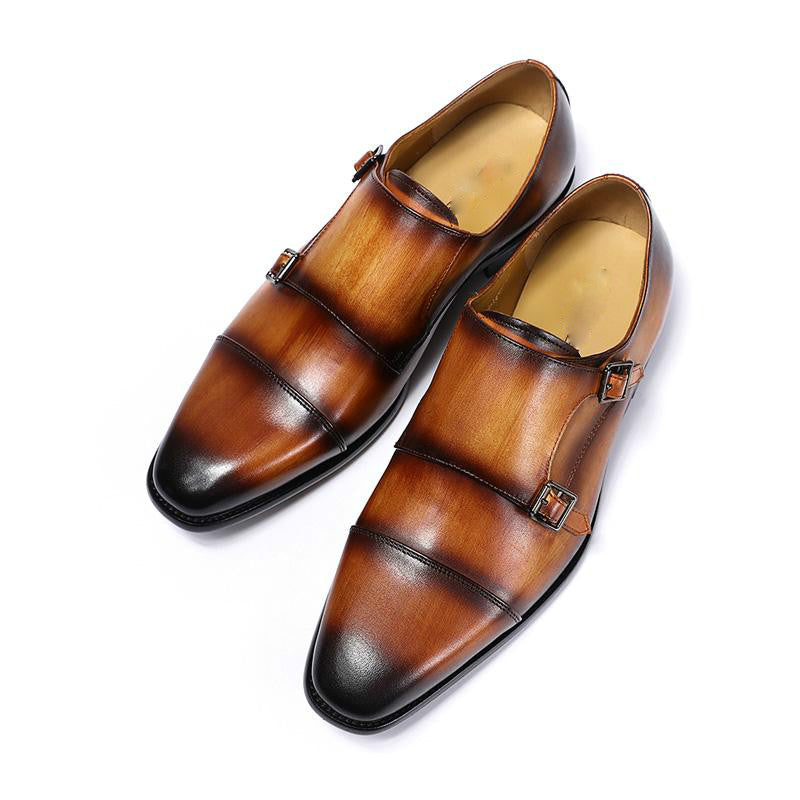 Classic Hand Painted Double Monk Strap Men Shoes - FanFreakz